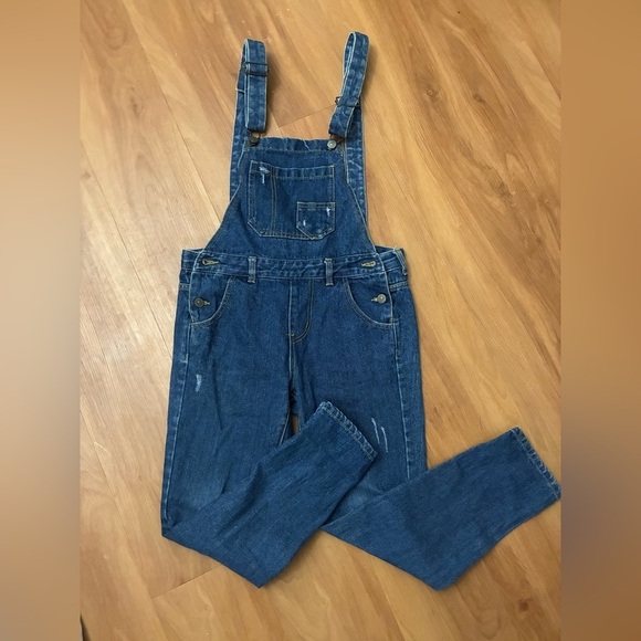 Wednesday Pants - Wednesday Urban Casual Blue Denim Overalls 100% Cotton Size S
